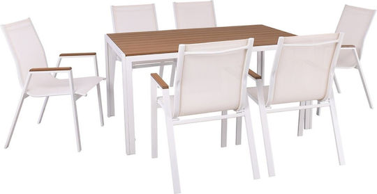 Virna Garten- und Outdoor-Möbelsets 7 Stück Weiß E6797,2S