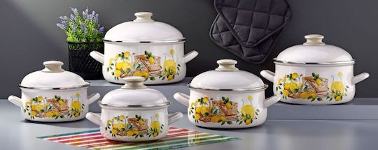 Elekom Bonera Pots Set with Enamel Coating 5 Pieces
