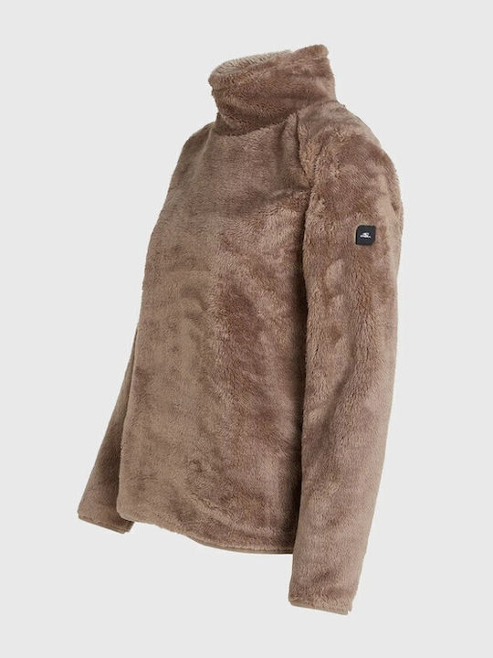 Winter Women's Fleece Blouse Long Sleeve Brown