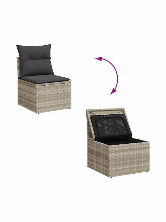 Corner Sofa Outdoor Rattan with Chest and Pillows 55x55x34cm