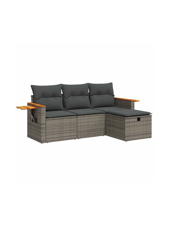 Corner Outdoor Sofa Rattan with Chest and Cushions 55x55x69cm