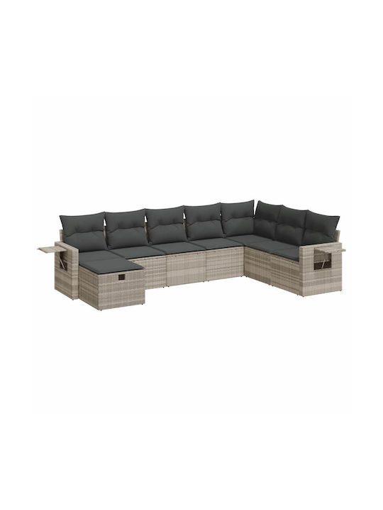 Corner Outdoor Sofa Rattan with Chest and Cushions 55x55x69cm