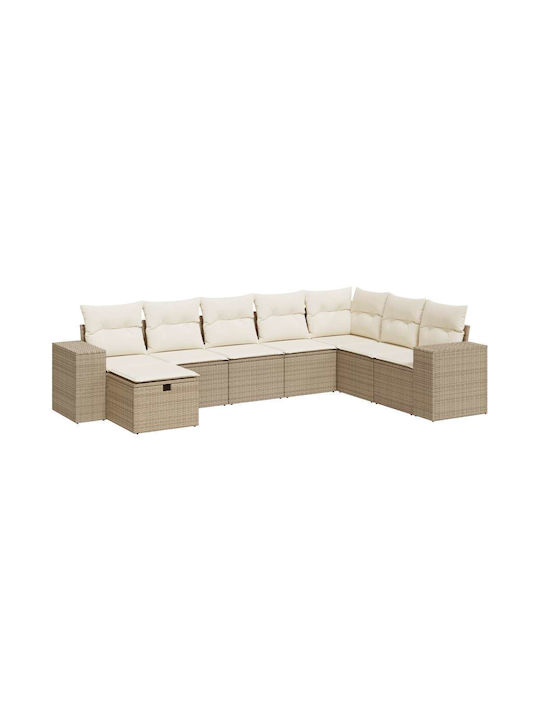 Corner Sofa Outdoor Rattan with Chest and Pillows 55x55x34cm