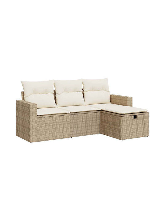 Corner Sofa Outdoor Rattan with Chest and Cushions 55x55x69cm