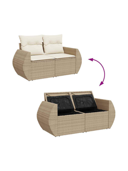 Corner Outdoor Sofa Rattan with Chest and Cushions 55x55x69cm