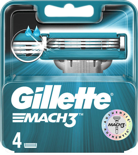 Gillette Ανταλλακτικές Κεφαλές με 3 Λεπίδες & Λιπαντική Ταινία 4τμχ