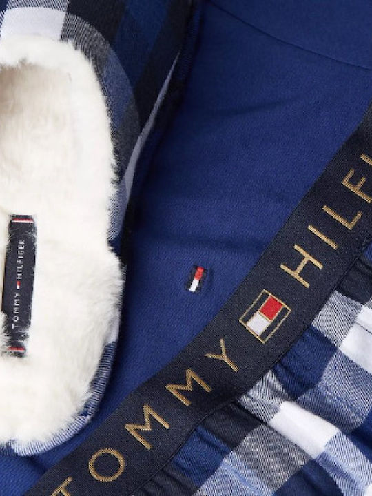 Tommy Hilfiger Men's Winter Checked Pajamas Set Blue Ink, Heritage Deck, Midi Blue