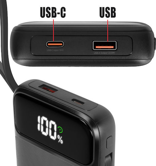 Swissten Power Bank MagSafe 10000mAh 15W με Θύρα USB-A και Θύρα USB-C Μαύρο