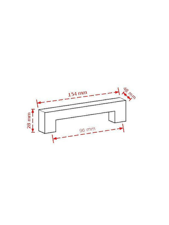 Viobrass Metallic Furniture Handle 2284 Inox Matt 154mm (Hole Centers 96mm)