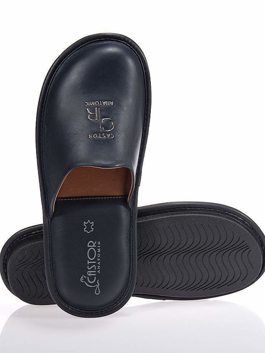 Castor Anatomic Men's Leather Slippers Blue