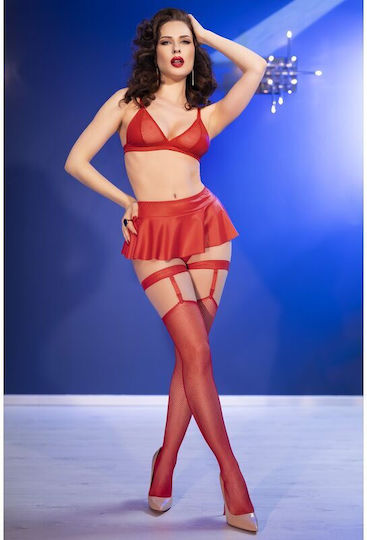 Chilirose Rotes Leder- und Latex-Outfit