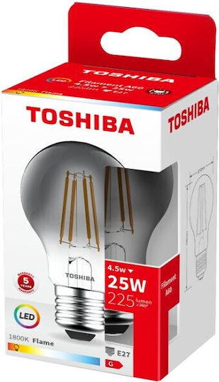 Toshiba Λάμπα LED 4.5W για Ντουί E27 και Σχήμα A60 Θερμό Λευκό 225lm