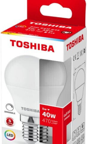Toshiba LED Bulb 5W for Socket E14 and Shape G45 Cool White 470lm Dimmable
