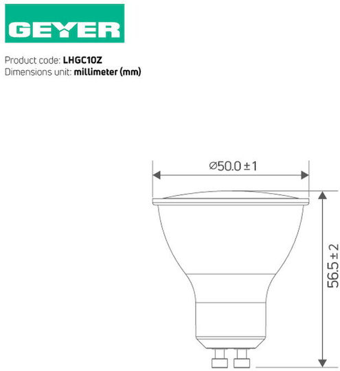 Geyer Λάμπα LED 10W για Ντουί GU10 και Σχήμα PAR16 Φυσικό Λευκό 1000lm