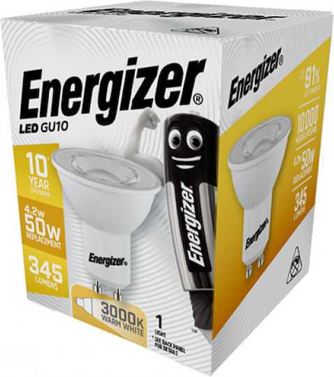 Energizer S16569 Λάμπα LED 4.2W για Ντουί GU10 Θερμό Λευκό 345lm