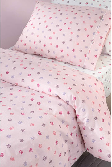 Guy Laroche Single Set with Elastic Band Paw Paw Pinky 100x200cm