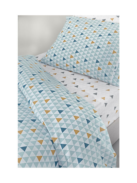 Guy Laroche Σετ Σεντόνια Μονά Βαμβακερά Two 2 Twenty Aqua 165x250cm 3τμχ