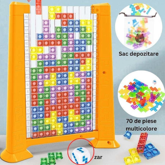 Puzzle Tetris Tangram Flippy Joc de Inteligență 70 Piese Multicolore 3D Montessori Interactiv Plastic Include Zaruri Sac de Depozitare pentru Piese Vârstă 6+ Cadru 23 X 19.8 X 5 Cm