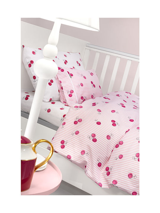 Guy Laroche Cherries Seturi de cearșafuri pentru bebeluși Pentru Patut Bumbac Cireșe Roz 115x170buc 3buc