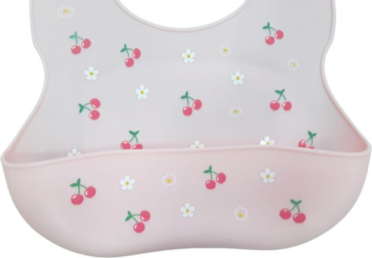 Beboulino Αδιάβροχη Σαλιάρα Σιλικόνης με Τσέπη Pink Cherry Garden
