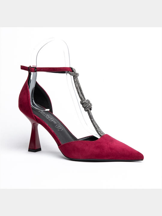 Miss Belgini Pointed Toe Burgundy High Heels