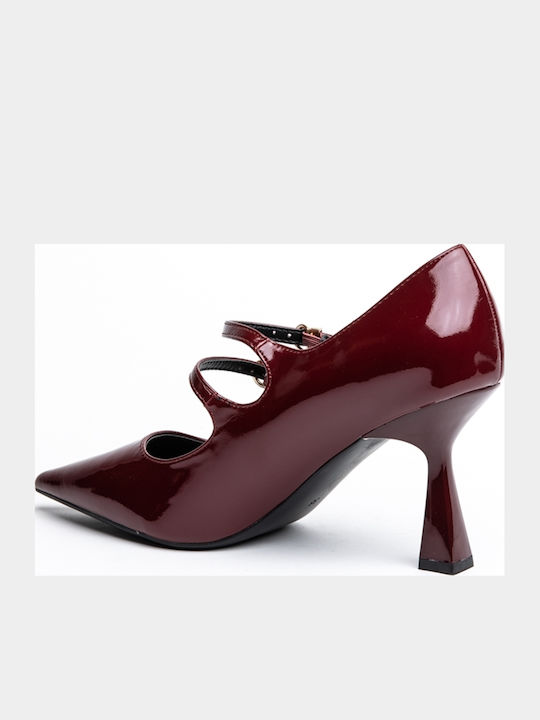 Pumps mit Riemchen & hoher Absatz Burgundisch