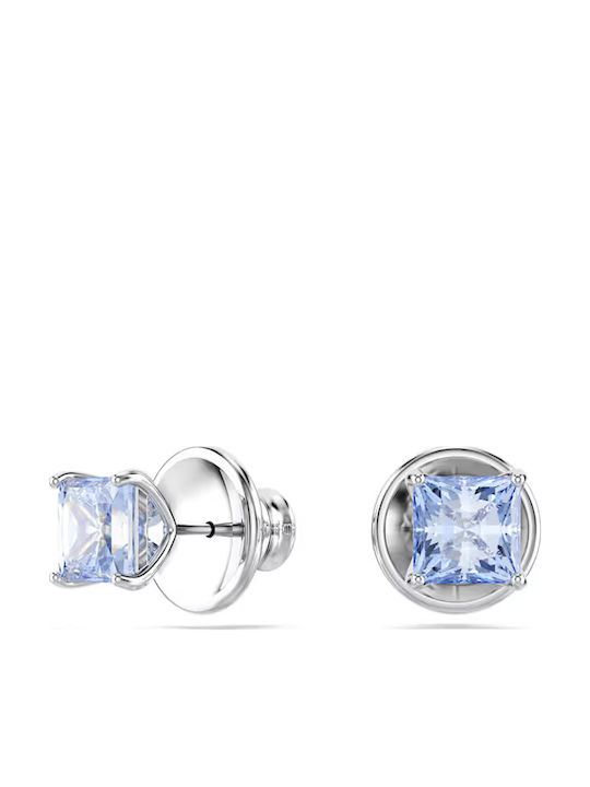 Swarovski Matrix Σκουλαρίκια Καρφωτά από Ασήμι με Πέτρες Μπλε