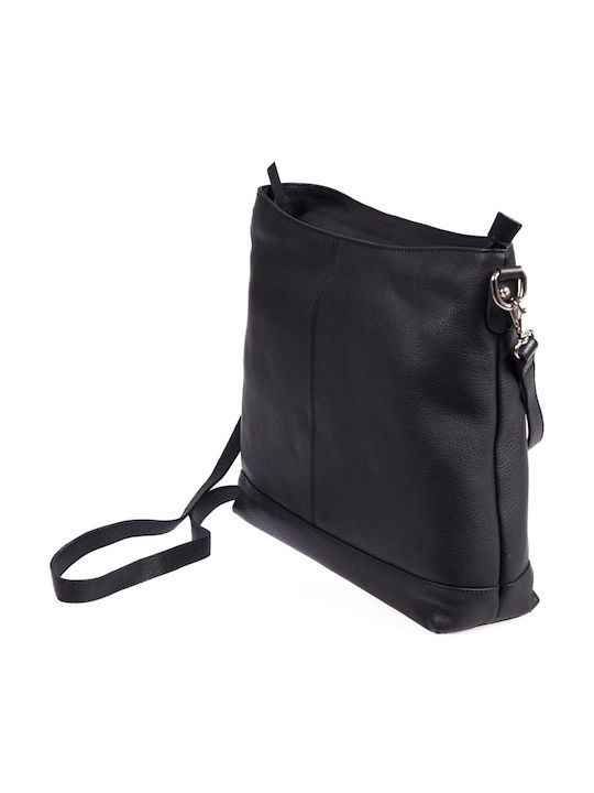 Leder Damentasche Schultertasche Schwarz