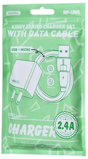 Remax Ladegerät mit USB-A Anschluss und Kabel Micro-USB 12W Weißs (RP-U95 Kiddy)