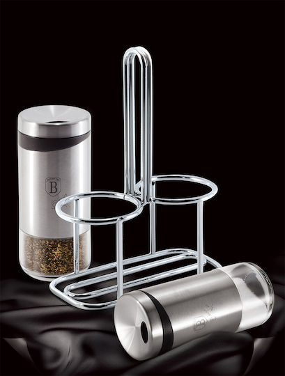 Berlinger Haus Silver Jewellery Collection Salt and Pepper Set Inox with Stand 2pcs
