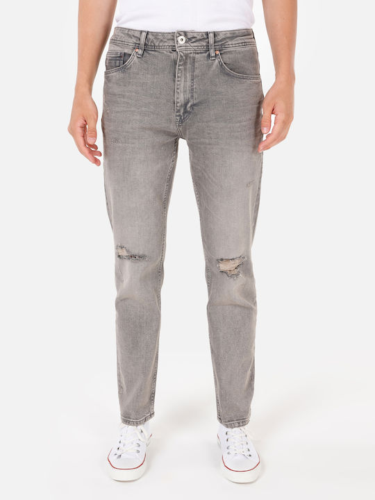 Ανδρικό Παντελόνι Τζιν με Slim Straight Εφαρμογή Γκρι