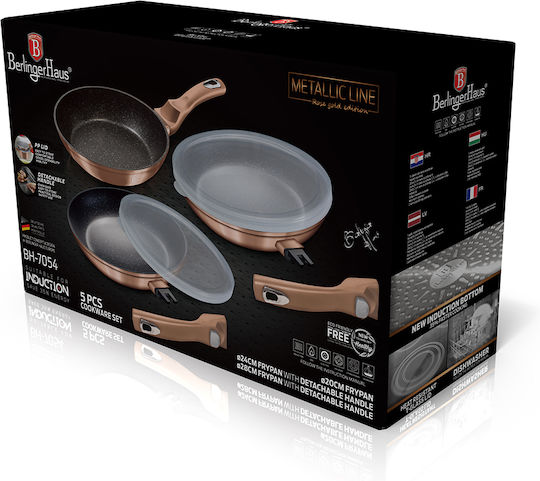 Berlinger Haus Pans Set Made of Cast Aluminum Rose Gold with Non-Stick Coating 3 Pieces
