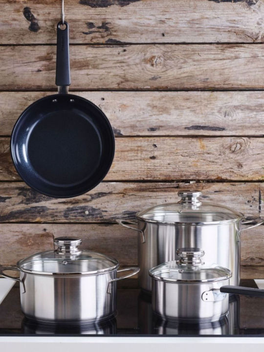 Brabantia Enjoyment Cookware Set of Stainless Steel with Non-stick Coating Silver 4pcs