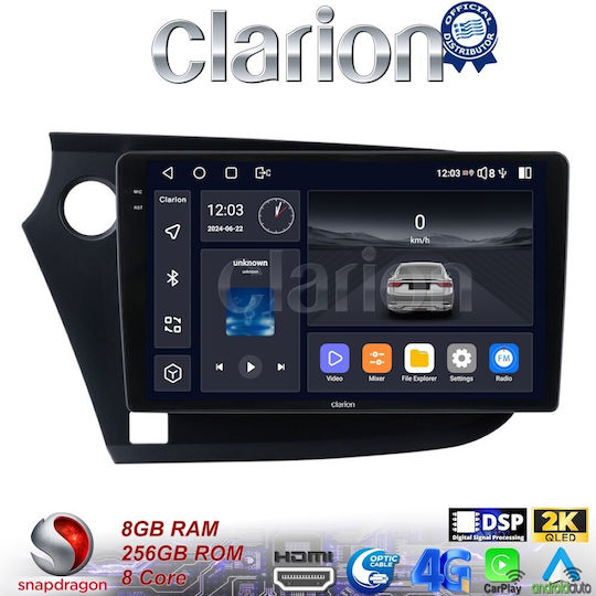 Clarion Ηχοσύστημα Αυτοκινήτου για Honda Insight 2009 > 2014 (Bluetooth/USB/WiFi/GPS/Apple-Carplay/Android-Auto) με Οθόνη Αφής 9.5"