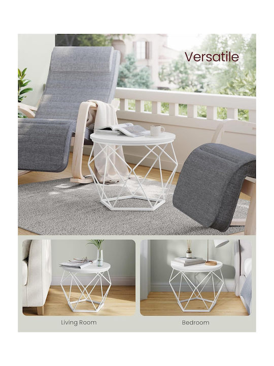 Rotund Măsuță auxiliară Metalica Alb 2buc L50xW50xH40cm.