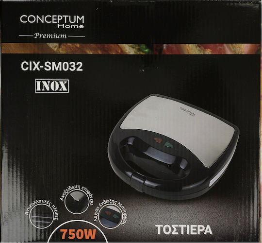 Conceptum Сандвич тостер за 2 Сандвичи 750W Inox