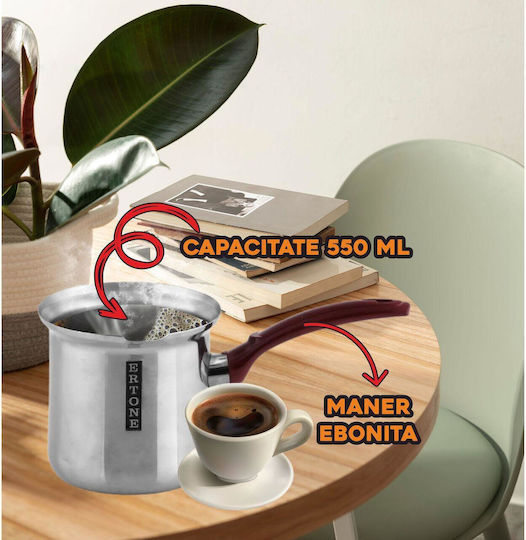 Ertone Ibrik din Oțel Inoxidabil în Culoare Gri 550ml