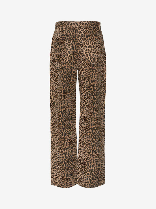 Vero Moda Women's Cotton Trousers in Wide Line Brown