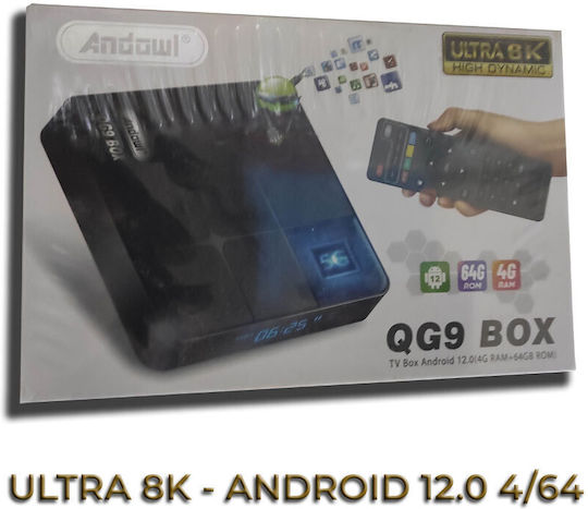 Andowl TV Box QG9 QG9 4K UHD με WiFi USB 2.0 / USB 3.0 4GB RAM και 64GB Αποθηκευτικό Χώρο με Λειτουργικό Android 10.0