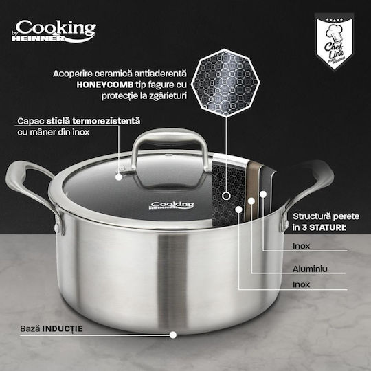 Heinner Titanium3 Tiefer Edelstahl-Topf 7Es / 28cm