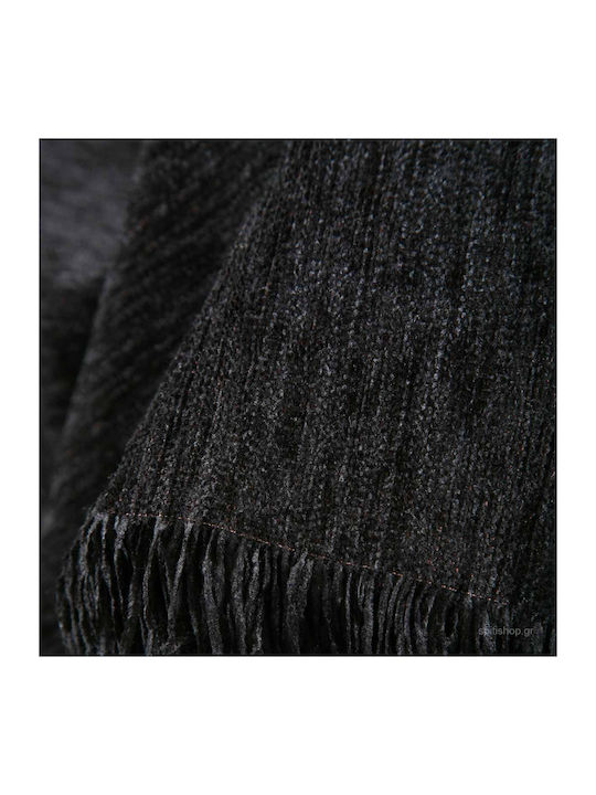 Anna Riska 1300 Three-Seater Sofa Throw Chenille 180x280cm Black