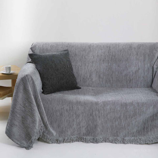 Anna Riska 1300 Ριχτάρι Τριθέσιου Καναπέ Chenille 180x280εκ. Light Grey