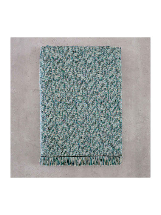 Rythmos Rythmos Four-Seater Sofa Throw Jacquard 180x330cm Petrol Blue