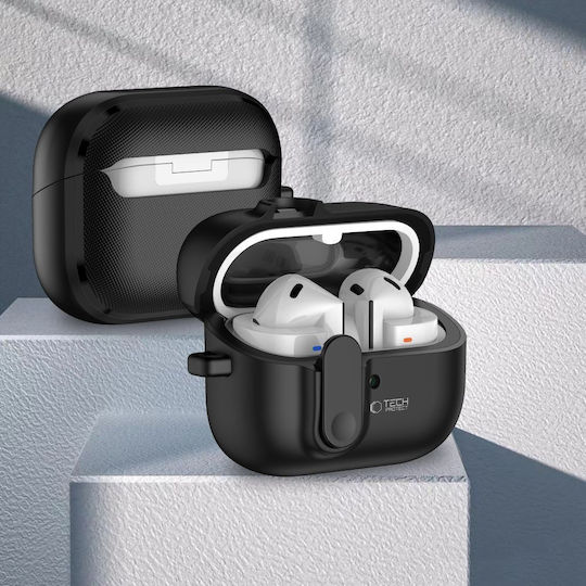 Tech-Protect Slim Hook Hülle Silikon mit Haken in Schwarz Farbe für Samsung Galaxy Buds 3 / 3 FE / 3 Pro