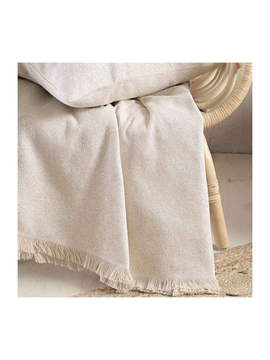 Rythmos Only Ριχτάρι Τετραθέσιου Καναπέ Ζακάρ 180x330εκ. Εκρού 117-184-2701