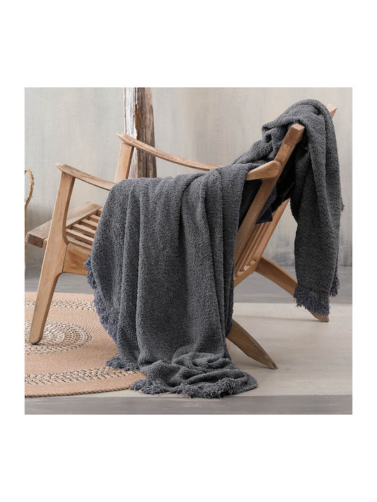 Rythmos Beckett Ριχτάρι Τριθέσιου Καναπέ Chenille 180x280εκ. Dark Gray
