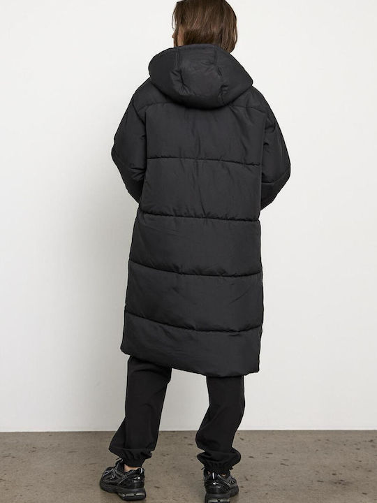 Women's Long Puffer Jacket for Winter Black