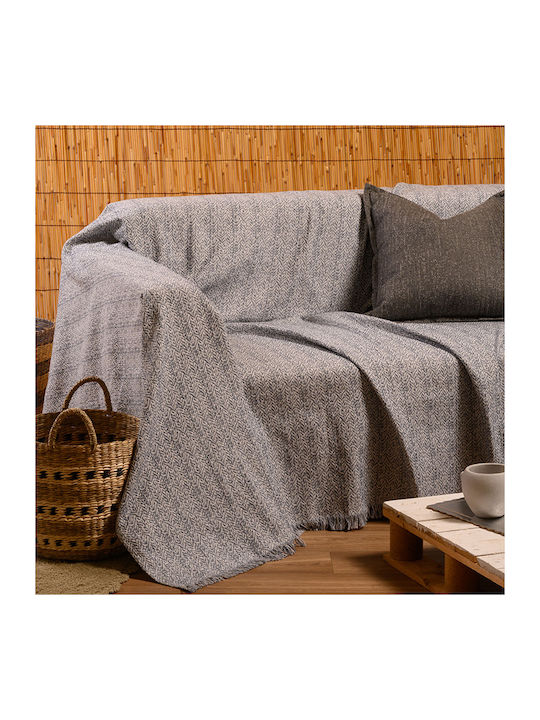 Melinen Three-Seater Sofa Throw Ophelia 180x300cm Blue