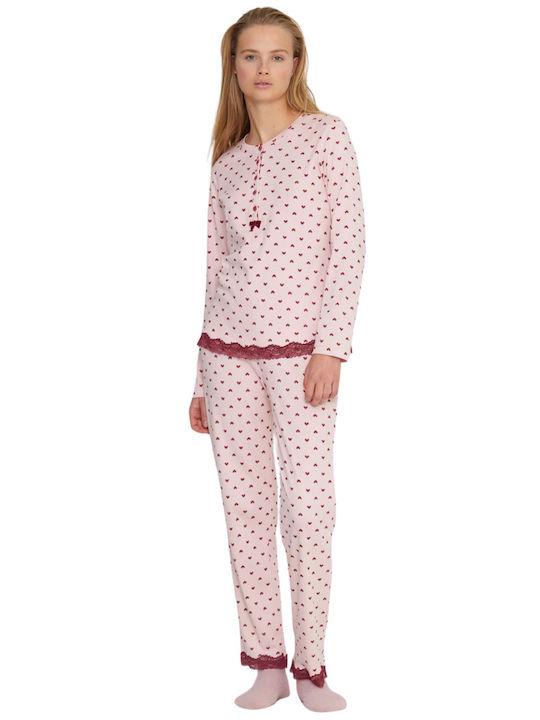 Noidinotte Winter Women's Pyjama Set Cotton Rose