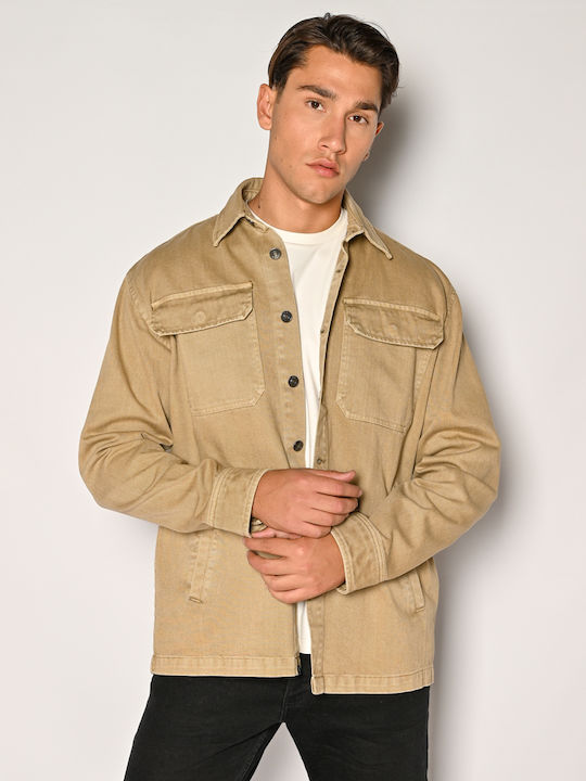 Brokers Jeans Long-sleeved Cotton Shirt Beige